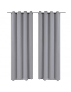 2 Pz Tende Oscuranti con Occhielli in Metallo 135x175 cm Grigie