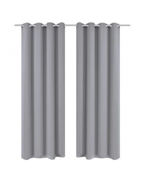 2 Pz Tende Oscuranti con Occhielli in Metallo 135x175 cm Grigie