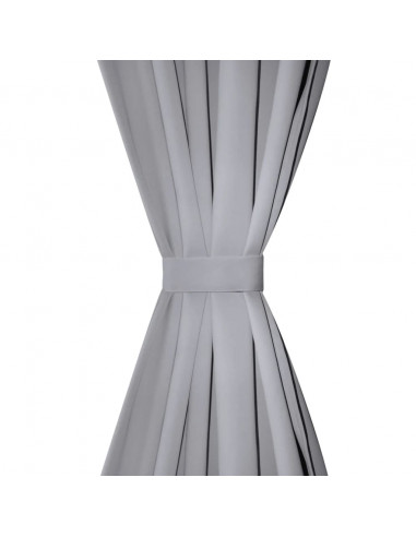 2 Pz Tende Oscuranti con Occhielli in Metallo 135x175 cm Grigie