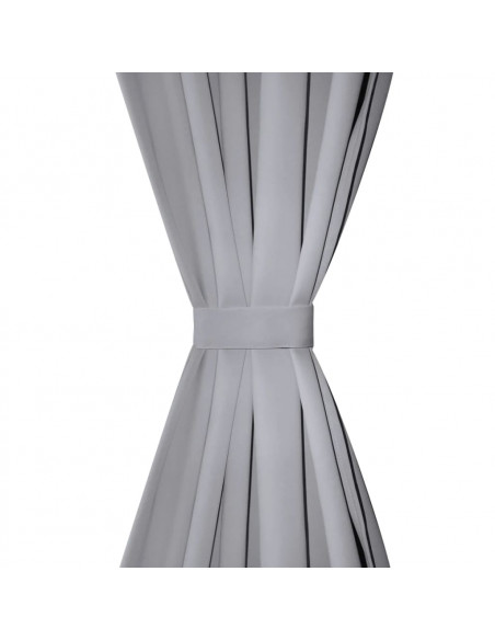2 Pz Tende Oscuranti con Occhielli in Metallo 135x175 cm Grigie