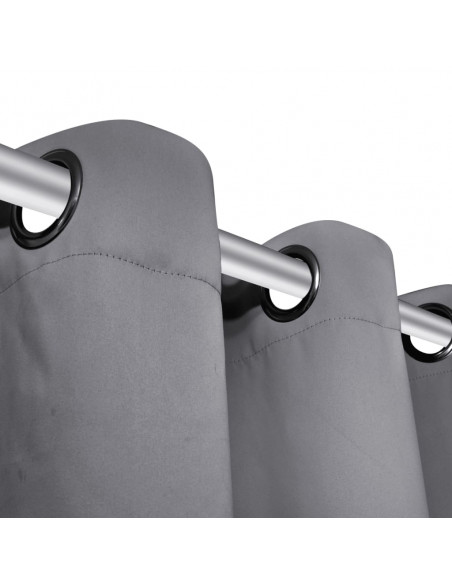 2 Pz Tende Oscuranti con Occhielli in Metallo 135x175 cm Grigie