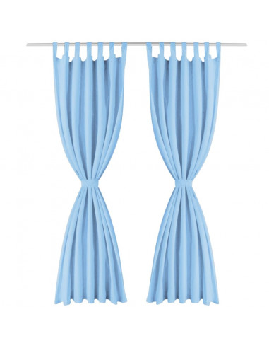 2 Pz Tende in Micro Raso con Passanti 140x175 cm Turchesi
