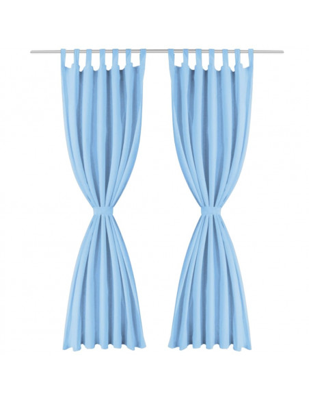 2 Pz Tende in Micro Raso con Passanti 140x175 cm Turchesi