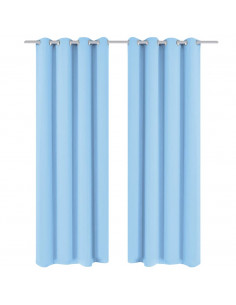 2 Pz Tende Oscuranti Occhielli in Metallo 135x175 cm Turchese