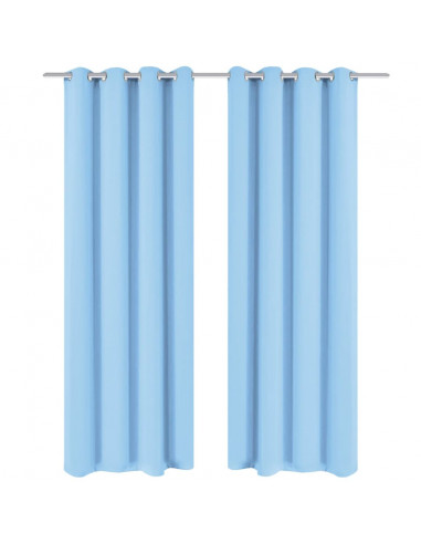 2 Pz Tende Oscuranti Occhielli in Metallo 135x175 cm Turchese