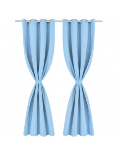 2 Pz Tende Oscuranti Occhielli in Metallo 135x175 cm Turchese 2
