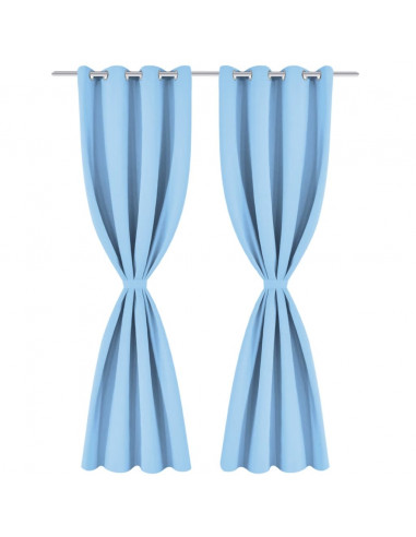 2 Pz Tende Oscuranti Occhielli in Metallo 135x175 cm Turchese