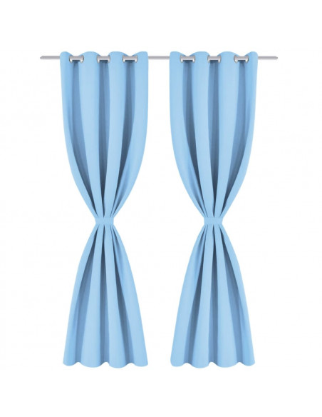 2 Pz Tende Oscuranti Occhielli in Metallo 135x175 cm Turchese