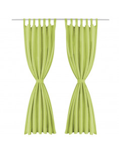 2 Pz Tende in Micro Raso con Passanti 140x225 cm Verdi 2