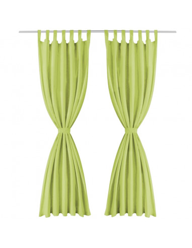 2 Pz Tende in Micro Raso con Passanti 140x225 cm Verdi
