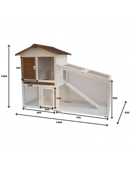 @Pet Conigliera Tommy Bianca e Marrone 140x65x100 cm 20072