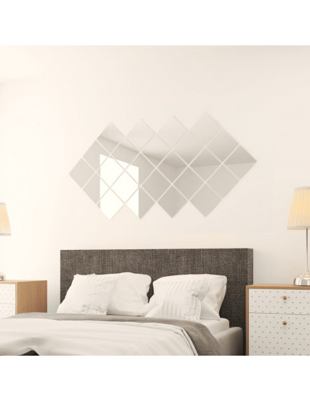 24 Pz Piastrelle a Specchio Quadrate in Vetro