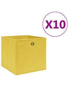 325225  Storage Boxes 10 pcs Non-woven Fabric 28x28x28 cm Yellow