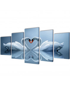 5 pz Set Stampa su Tela da Muro Cigno 200 x 100 cm