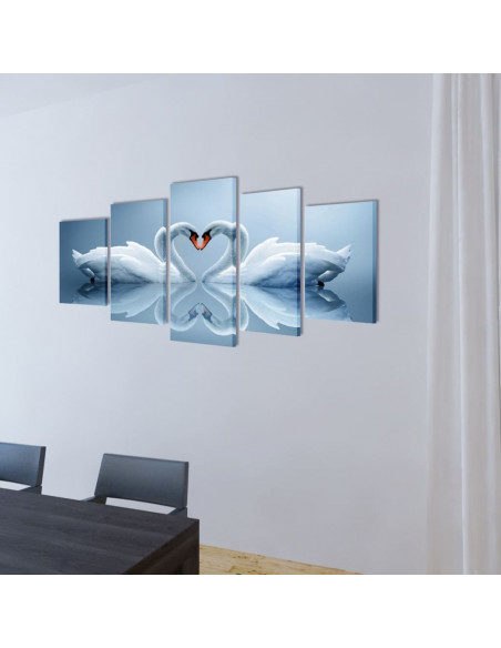 5 pz Set Stampa su Tela da Muro Cigno 200 x 100 cm
