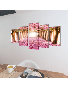 5 pz Set Stampa su Tela da Muro Fiori di Ciliegio 100 x 50 cm 2