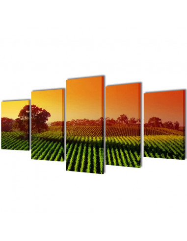 5 pz Set Stampa su Tela da Muro Campi 200 x 100 cm