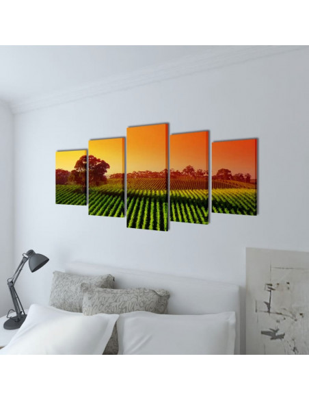 5 pz Set Stampa su Tela da Muro Campi 200 x 100 cm