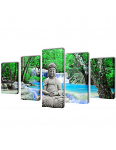 5 pz Set Stampa su Tela da Muro Buddha 200 x 100 cm