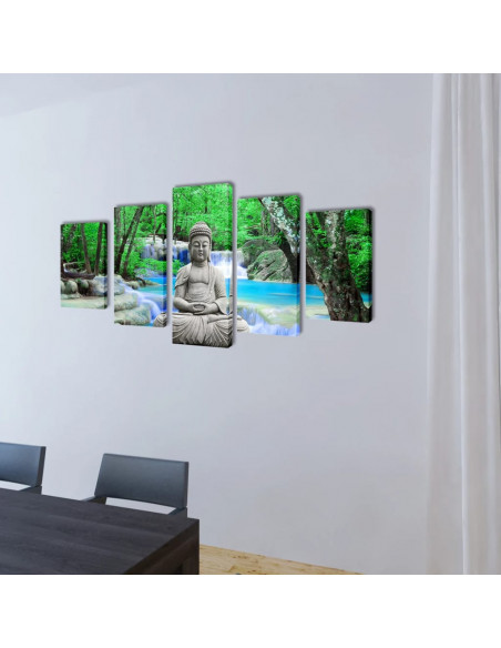 5 pz Set Stampa su Tela da Muro Buddha 200 x 100 cm
