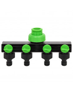 Adattatore Rubinetto a 4 Vie Verde e Nero 19,5x6x11 cm ABS e PP 2