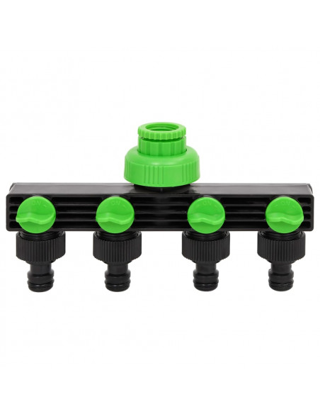 Adattatore Rubinetto a 4 Vie Verde e Nero 19,5x6x11 cm ABS e PP
