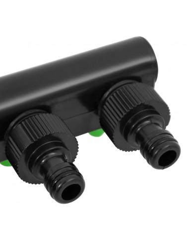 Adattatore Rubinetto a 4 Vie Verde e Nero 19,5x6x11 cm ABS e PP
