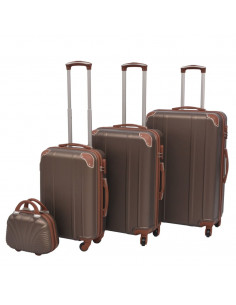 4 Pz. Set di Trolley Rigidi Color Caffè