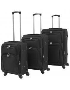 3 pz Set di Valigie Trolley Morbide Nere