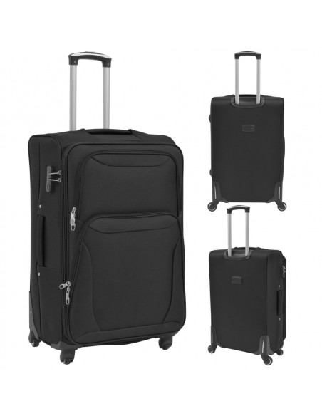 3 pz Set di Valigie Trolley Morbide Nere