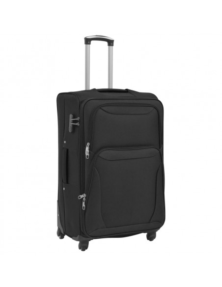 3 pz Set di Valigie Trolley Morbide Nere