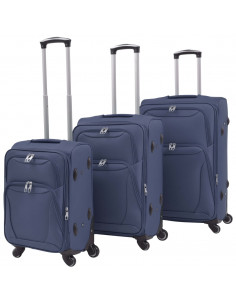3 pz Set di Valigie Trolley Morbide Blu Marino