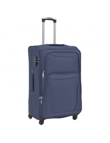 3 pz Set di Valigie Trolley Morbide Blu Marino