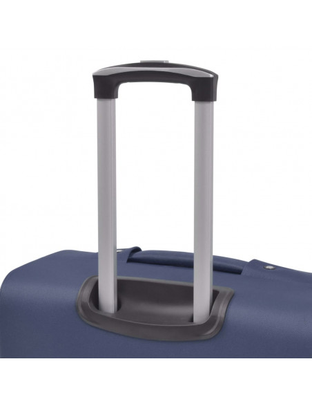 3 pz Set di Valigie Trolley Morbide Blu Marino