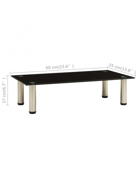 322761  TV Stand Black 60x35x17 cm Tempered Glass