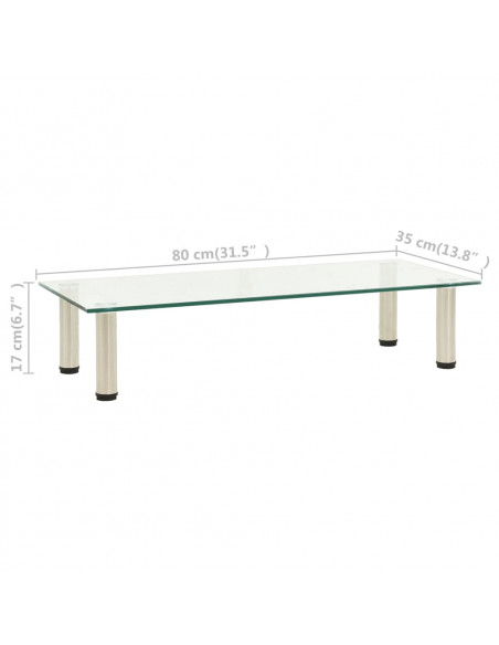 322766  TV Stand Transparent 80x35x17 cm Tempered Glass