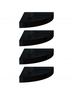 323891  Floating Corner Shelves 4 pcs High Gloss Black 25x25x3,8 cm MDF