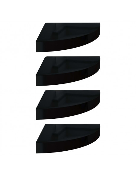 323891  Floating Corner Shelves 4 pcs High Gloss Black 25x25x3,8 cm MDF