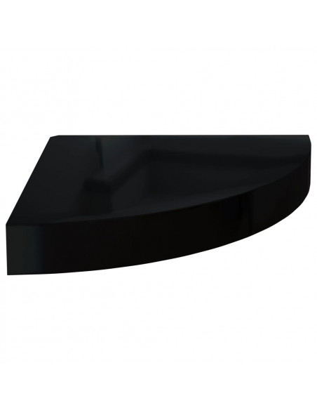323891  Floating Corner Shelves 4 pcs High Gloss Black 25x25x3,8 cm MDF