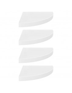 323909  Floating Corner Shelves 4 pcs High Gloss White 35x35x3,8 cm MDF