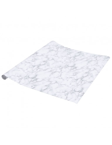 Adesivo per Mobili Autoadesivo Bianco Marmoreo 90x500 cm in PVC