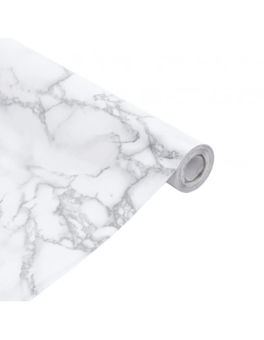 Adesivo per Mobili Autoadesivo Bianco Marmoreo 90x500 cm in PVC