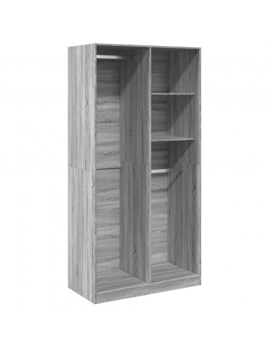 Armadio Grigio Sonoma 100x50x200 cm in Legno Multistrato