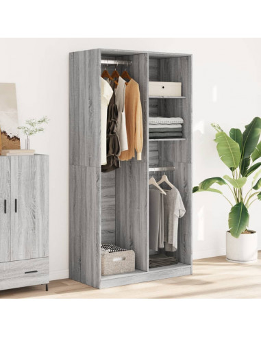 Armadio Grigio Sonoma 100x50x200 cm in Legno Multistrato