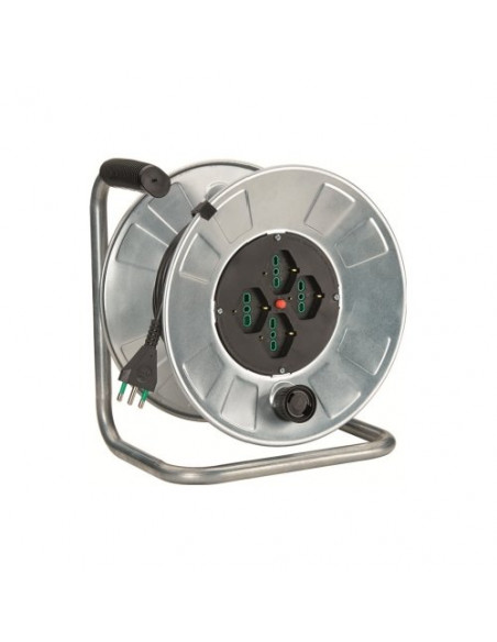 Avvolgicavo elettrico Fanton 14561 GOLIA METAL 4 Prese Zincato Zincato