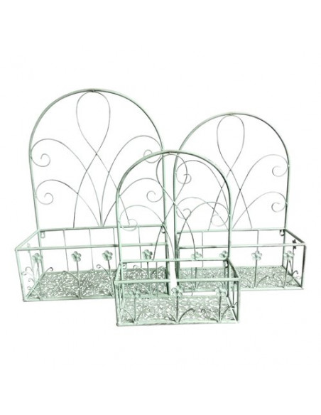 Balconiera Amicasa Set 3 pz con schiena Verde salvia anticato Verde sa