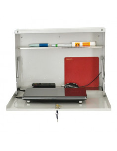 Armadietto di sicurezza da Parete, porta Notebook/Tablet fino a 19", con 2 pistoni a gas, vano per cablaggio e alimentatore