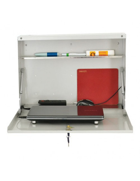 Armadietto di sicurezza da Parete, porta Notebook/Tablet fino a 19", con 2 pistoni a gas, vano per cablaggio e alimentatore