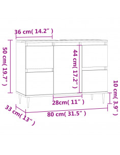 Armadietto Bagno Rovere Fumo 80x33x60 cm in Legno Multistrato