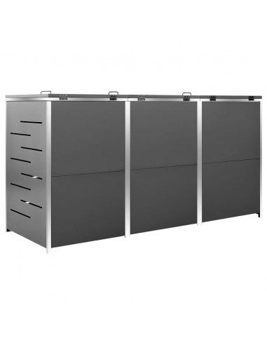 Copribidone per Spazzatura Triplo 207x77,5x112,5cm Acciaio Inox